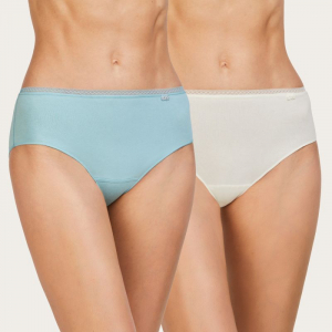 Pack de dos bragas midi de algodón con puntilla