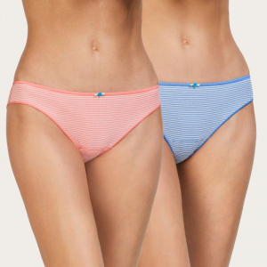 Pack de dos bragas bikini de algodón listado